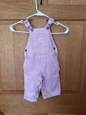 Key Pink Striped Kids Overalls